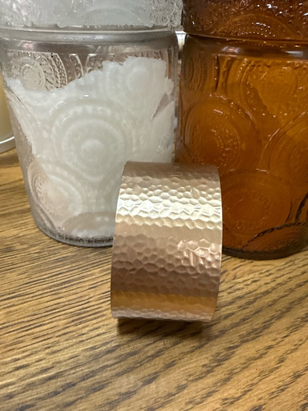 Hammered Metallic Cuff Bracelet in Rose Gold Tone